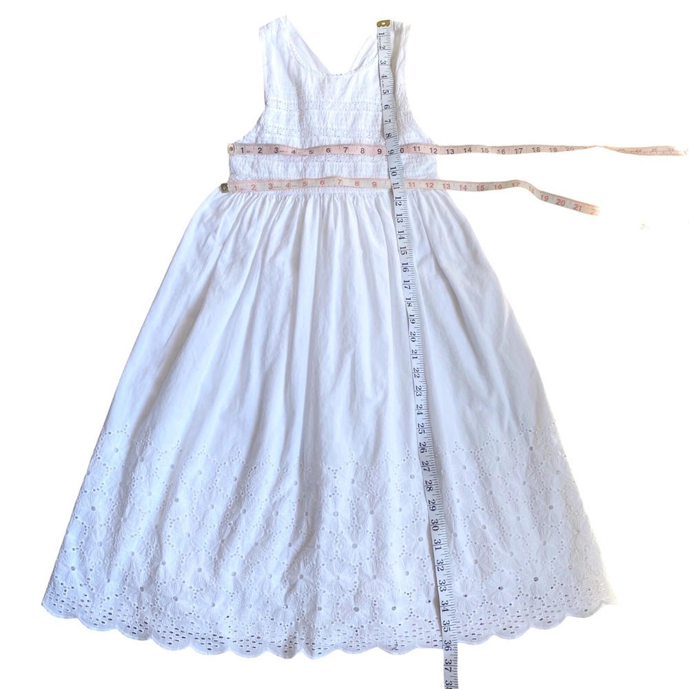 COTTON KIDS Eyelet Lace Maxi Sun Dress Girls SZ 10 White Smocked Crisscross Back - Picture 12 of 12